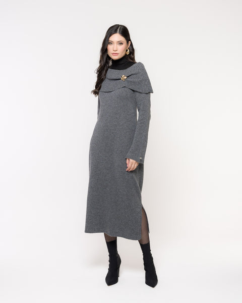 Vestido em Tricot Midi Ombro a Ombro - Mirela com comprimento midi e modelagem solta