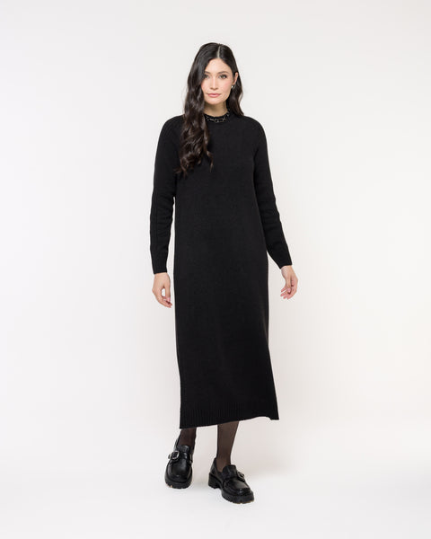 Vestido em Tricot Midi - Betina com decote redondo e comprimento midi