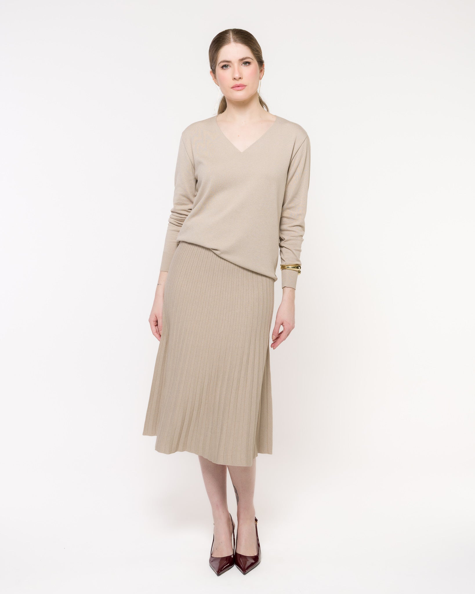 Saia em Tricot Plissada - Alana