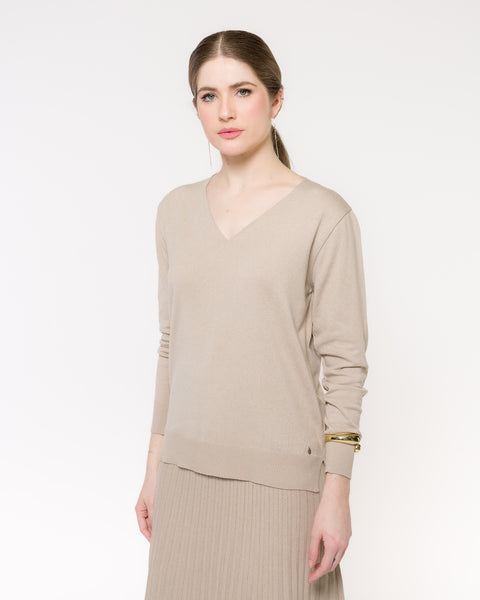 Blusa em Tricot Decote V - Bia