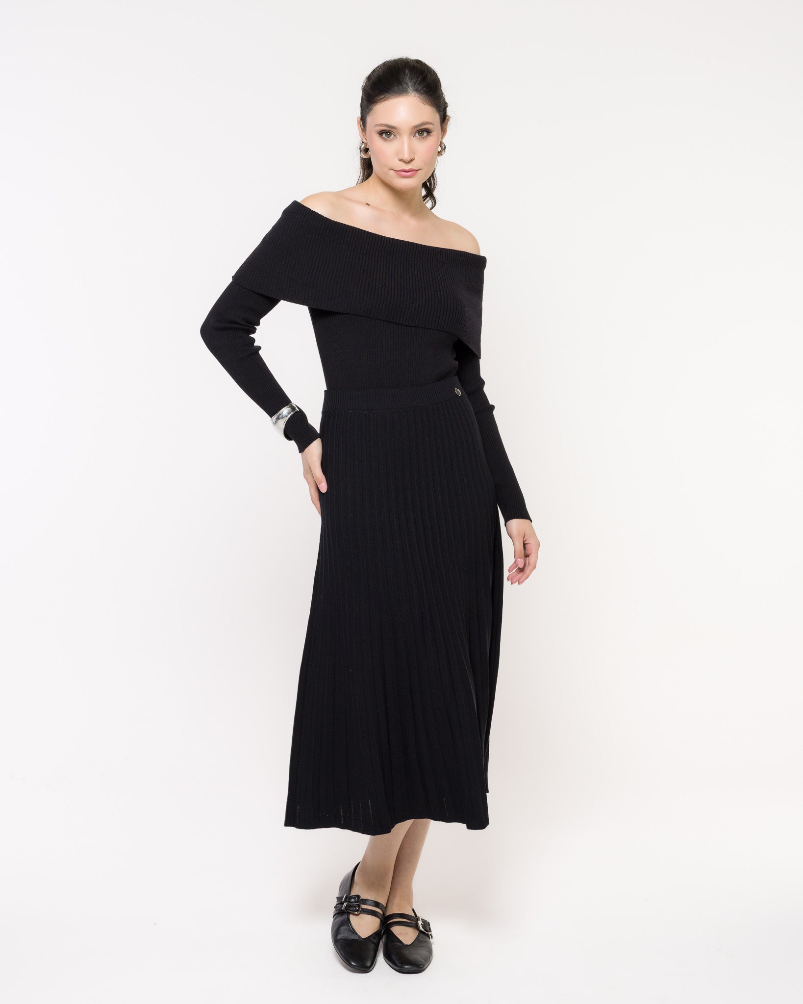 Saia em Tricot Plissada - Alana