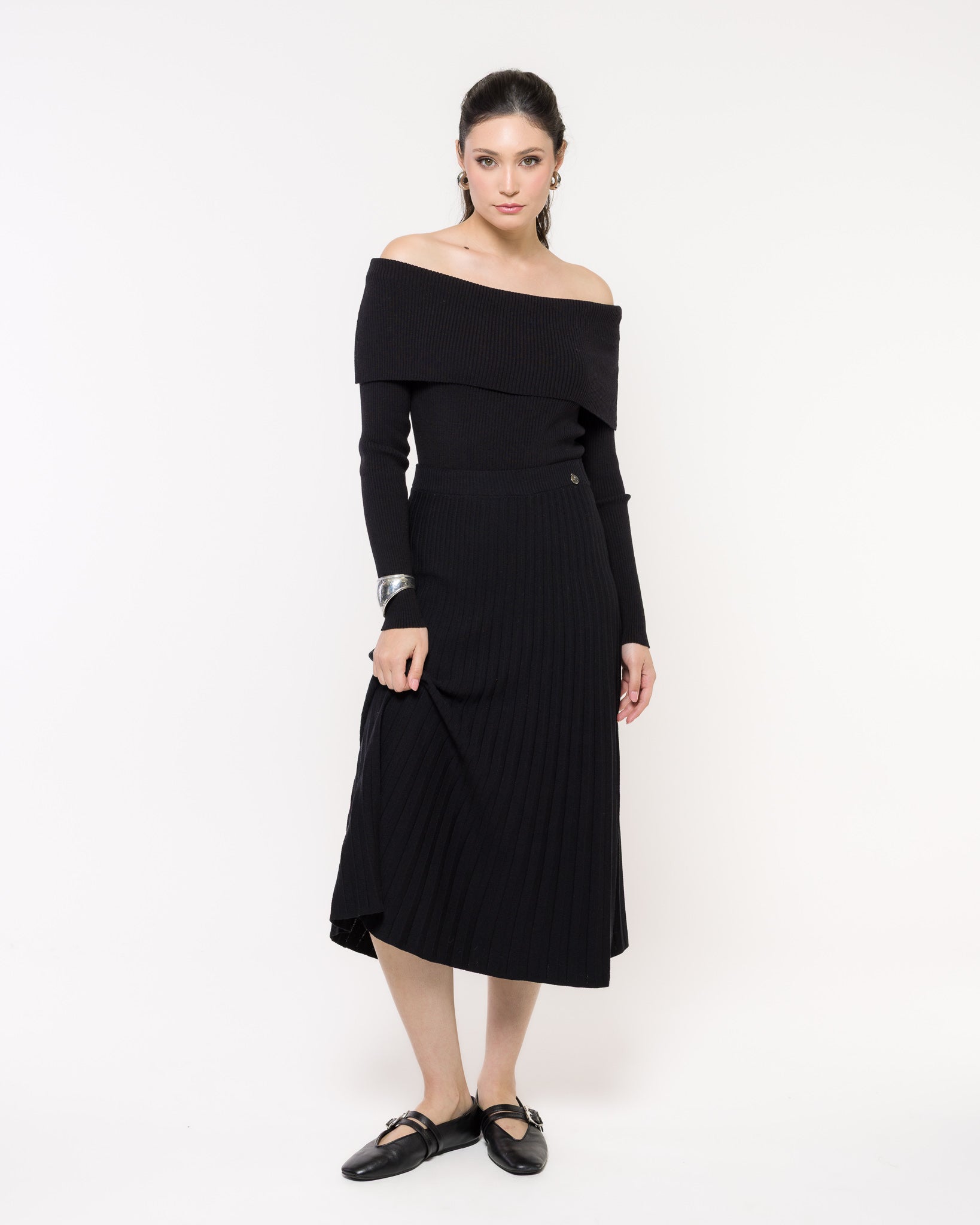 Saia em Tricot Plissada - Alana