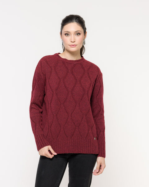 Blusa em Tricot Losango - Lorena com decote redondo