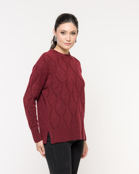 Blusa em Tricot Losango - Lorena com decote redondo