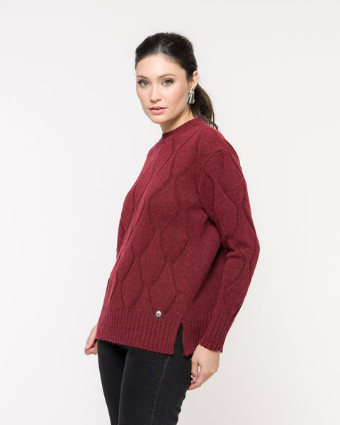 Blusa em Tricot Losango - Lorena com decote redondo