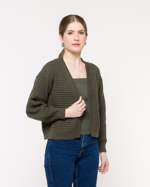 Casaco em Tricot Bubble - Marta com modelagem ampla e textura em alto relevo