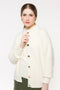 Casaco em Tricot Oversized - Juliana com modelagem ampla e mangas retas