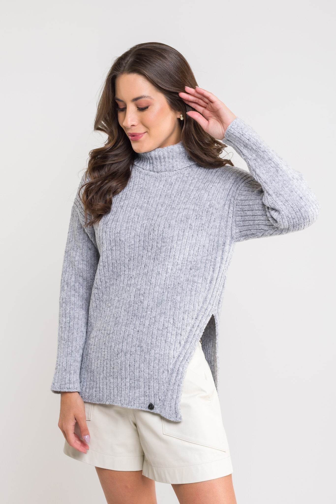 Blusa Tricot Fenda Lateral - Betina