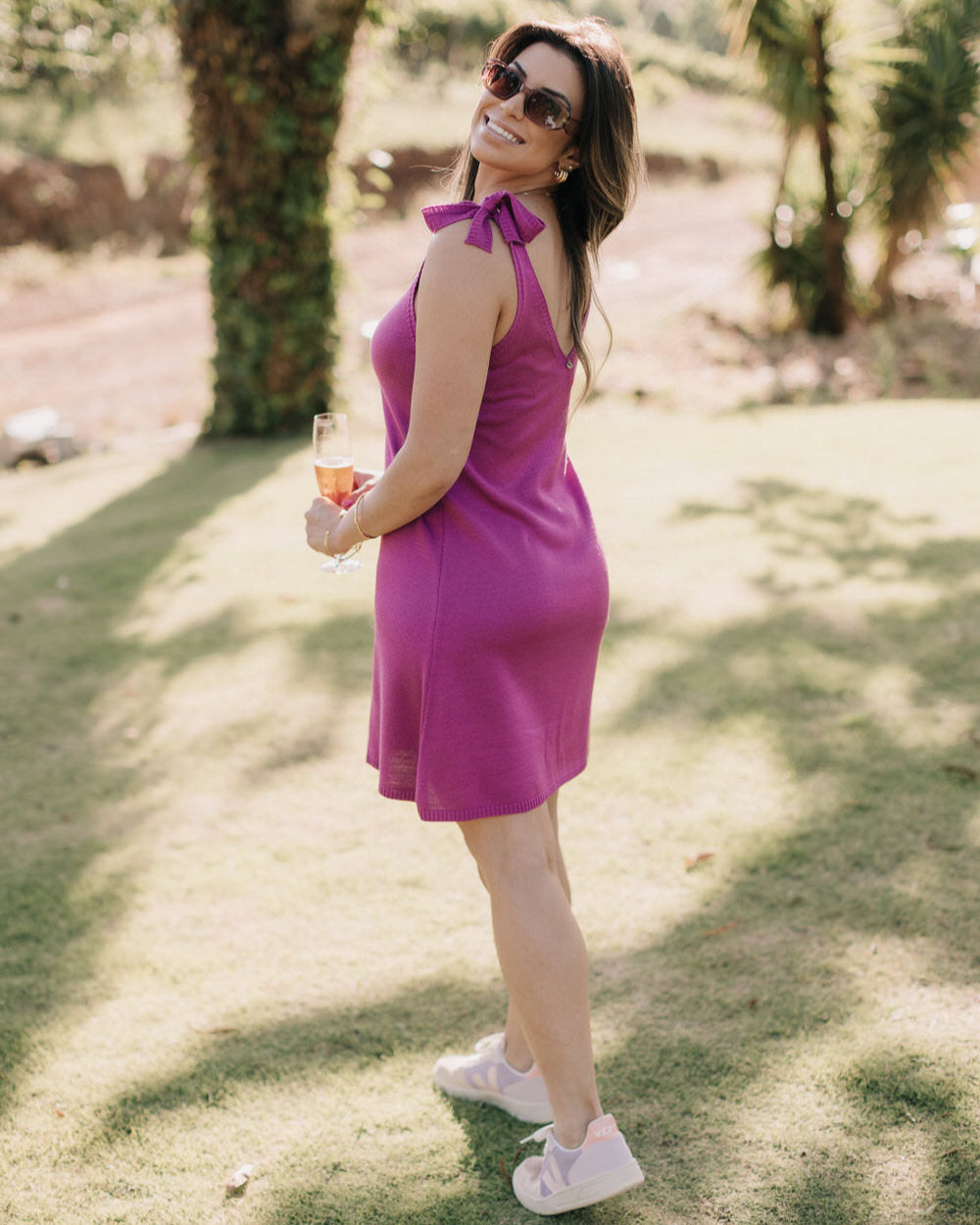 Vestido Tricot Evasê com Laço - Ibiza