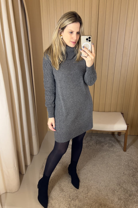 Vestido em Tricot com Manga Bufante - Vitória