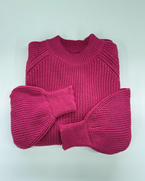 Blusa Tricot Ponto Pérola e Manga Bufante - Adri
