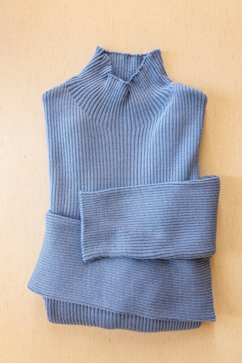 Blusa Básica Tricot Canelada Gola Chaminé com gola alta