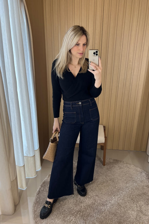 Blusa Tricot Transpassada - Cecília