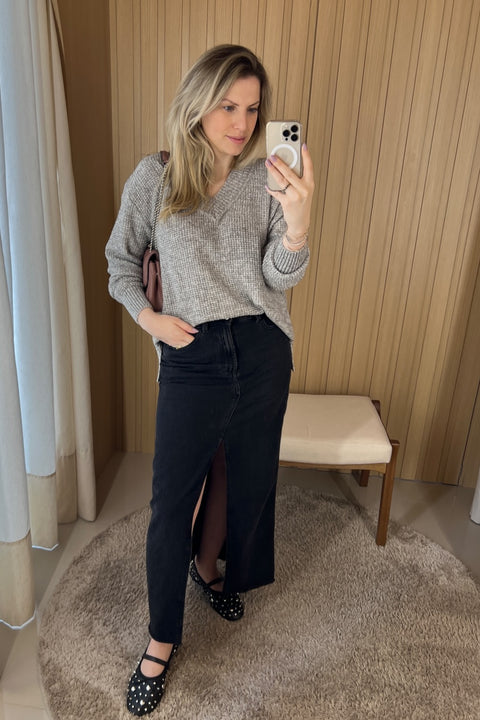 Blusa em Tricot com Decote V - Cléo