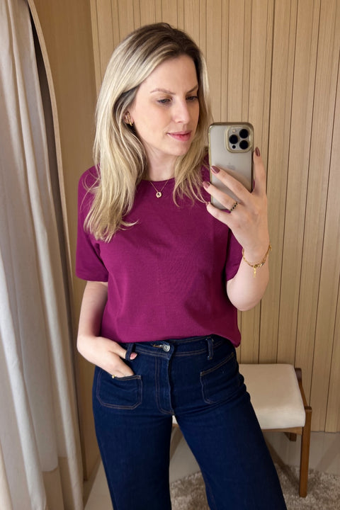 Blusa T-shirt Manga Raglan - Luci com decote redondo