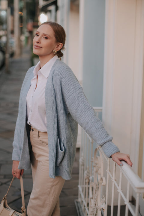 Casaco Tricot Amplo - Pati com modelagem ampla e bolsos frontais