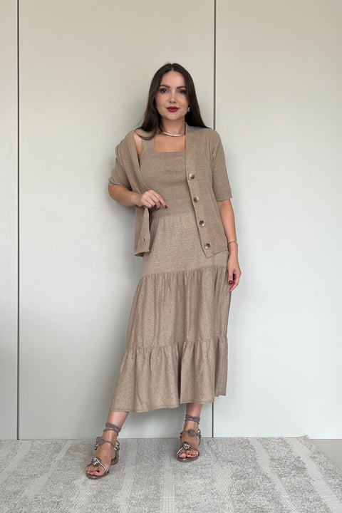 Casaqueto em tricot - Heloise com decote V e manga curta