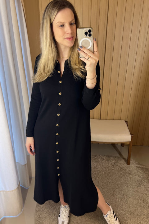 Chemise em tricot - Chiara com gola polo e comprimento midi