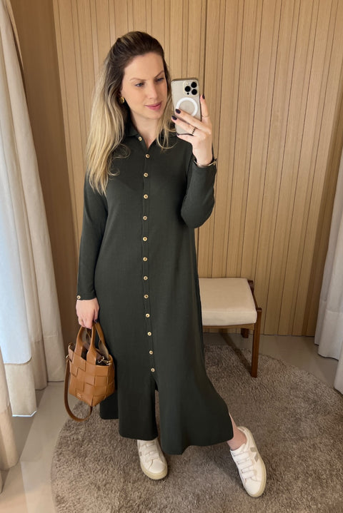 Chemise em tricot - Chiara com gola polo e comprimento midi