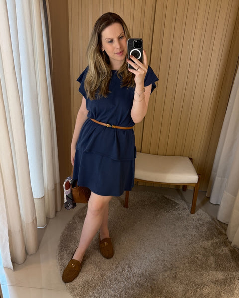 Conjunto em Tricot - Cris (Minissaia + Colete) com decote redondo e modelagem evasê