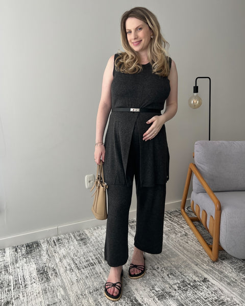 Conjunto em Tricot Milena - Túnica e Calça Reta com decote redondo