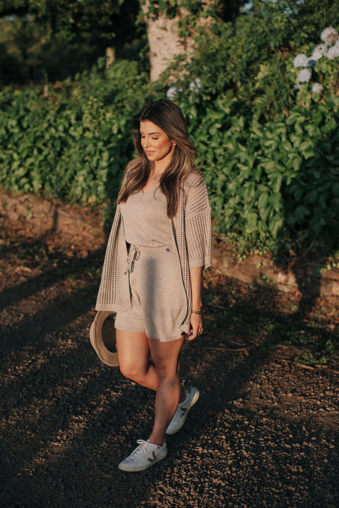 Conjunto em Tricot - Santorini com decote V e modelagem ampla