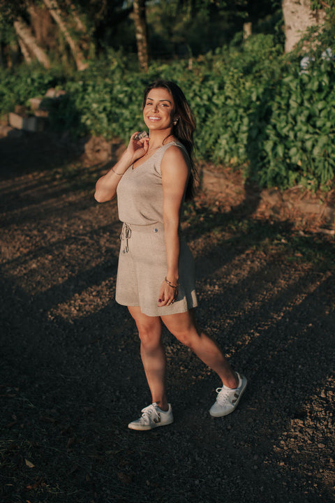 Conjunto em Tricot - Santorini com decote V e modelagem ampla