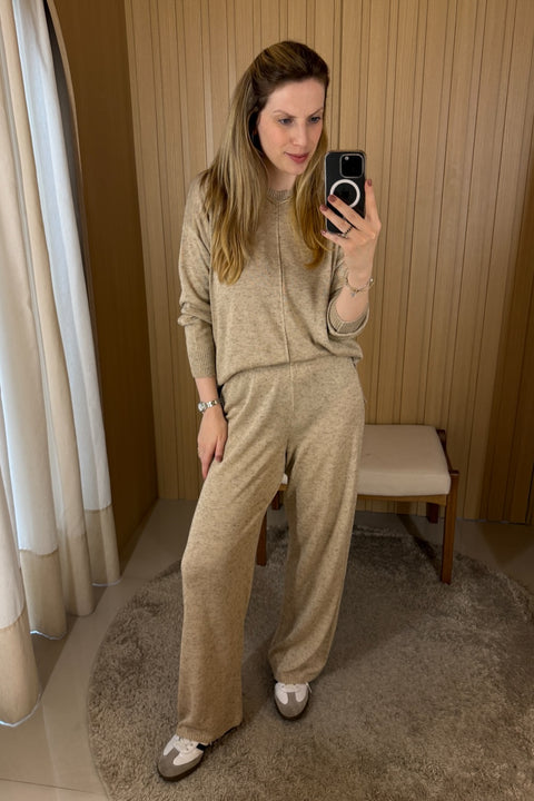 Conjunto em tricot - Valéria (Blusa + Calça reta)