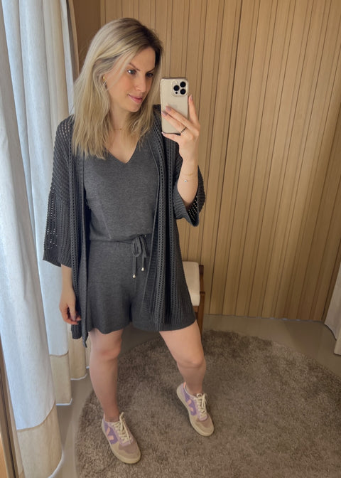 Conjunto em Tricot - Santorini com decote V e modelagem ampla