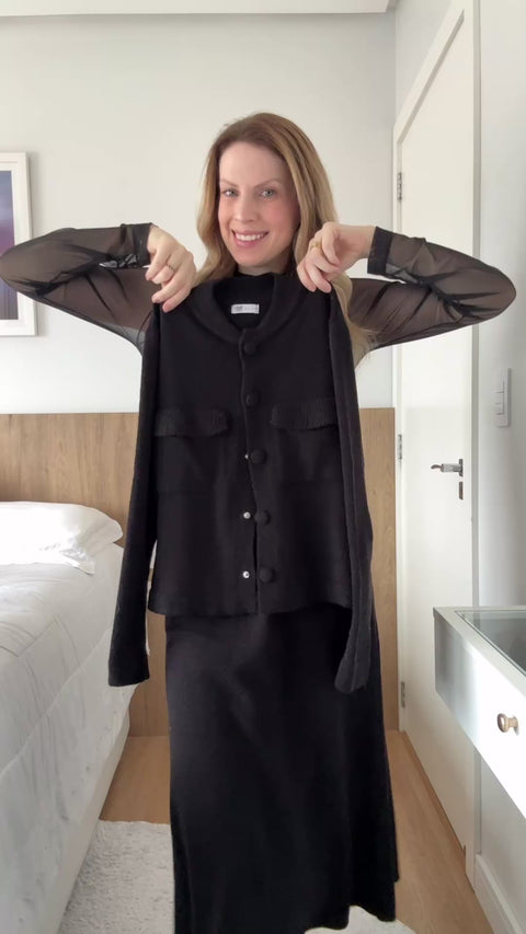 Conjunto em tricot - Flávia (Bomber + Saia)