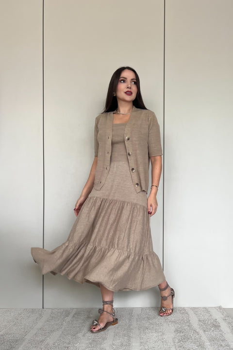 Saia Tricot Babados - Mykonos com modelagem evasê