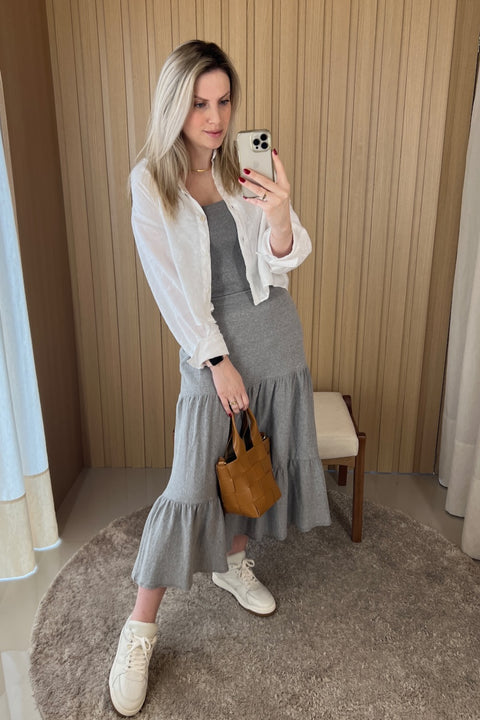 Saia Tricot Babados - Mykonos com modelagem evasê