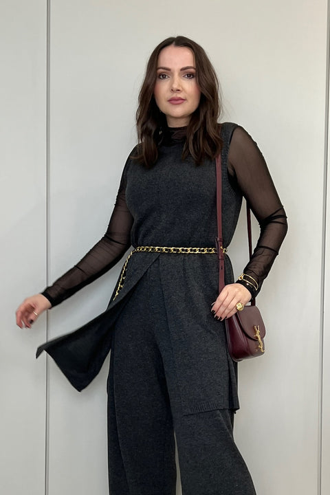 Túnica Alongada em Tricot - Milena com decote redondo