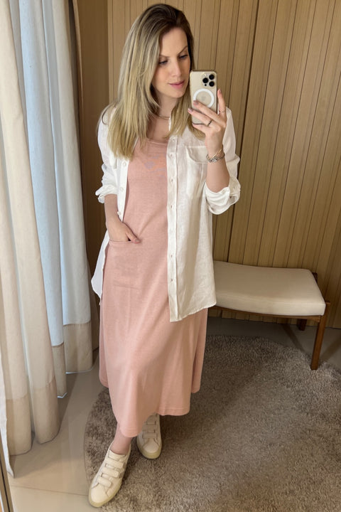 Vestido em Tricot - Catarina com decote quadrado e modelagem evasê