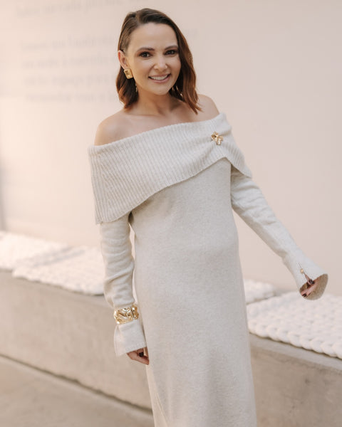 Vestido em Tricot Midi Ombro a Ombro - Mirela