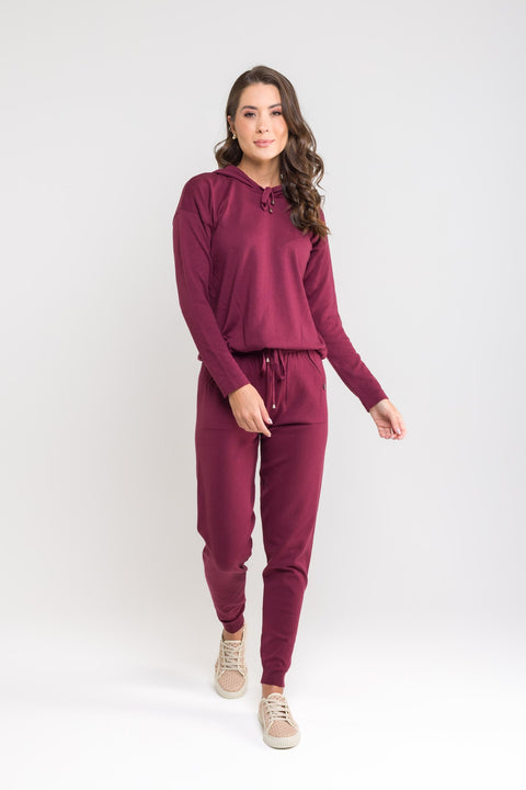 Blusa Tricot Capuz - Catarina com modelagem ampla