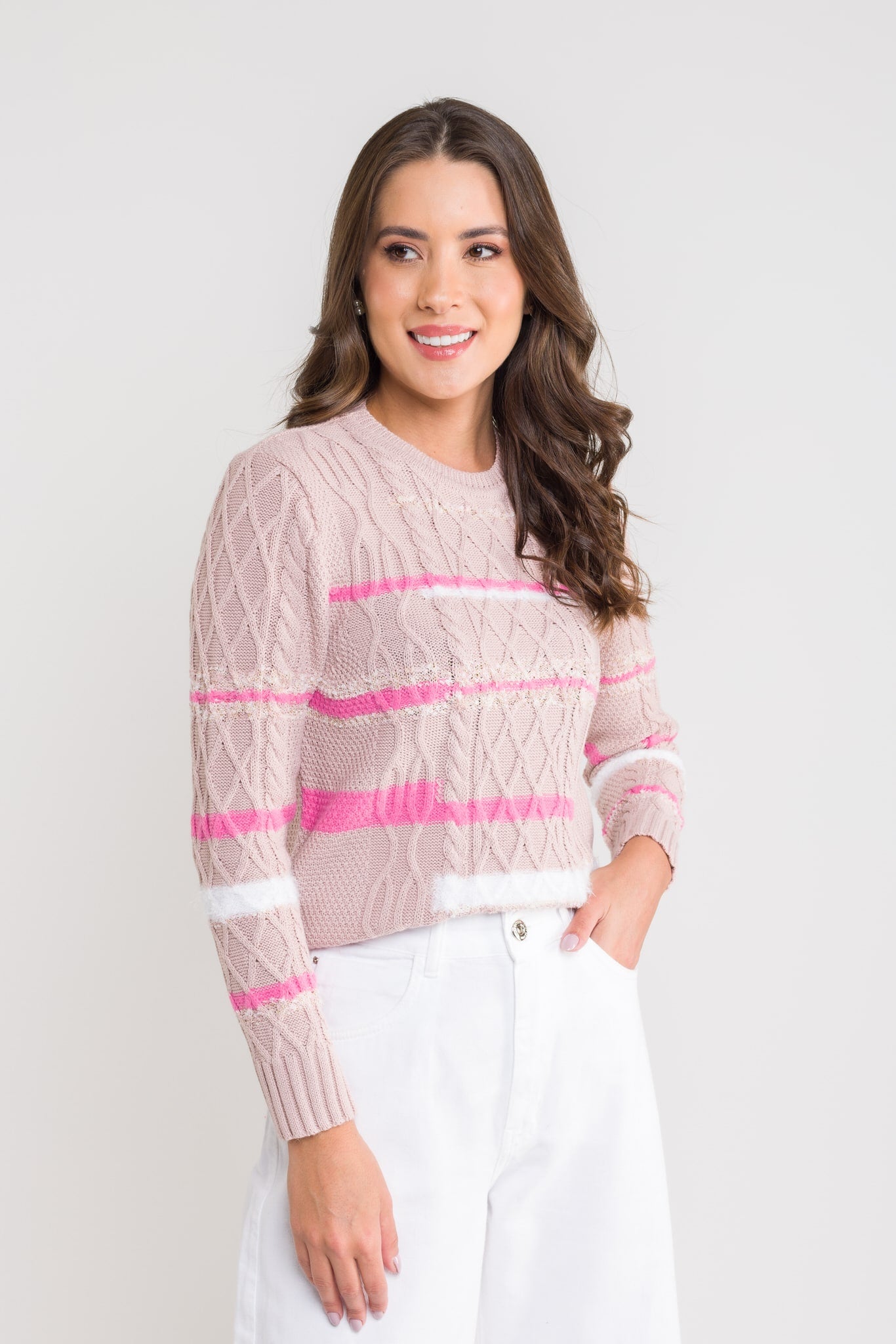 Blusa Tricot Mix de Texturas - Amanda