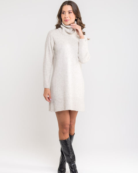 Vestido em Tricot - Laura com decote redondo e modelagem evasê