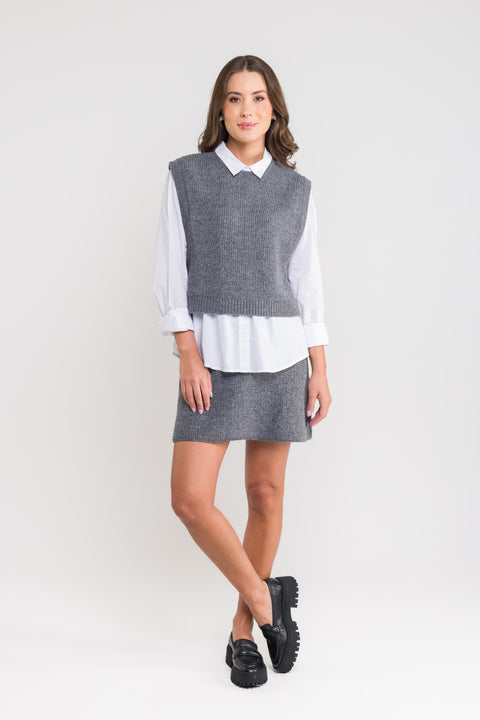 Minissaia tricot - Lidiane com modelagem evasê